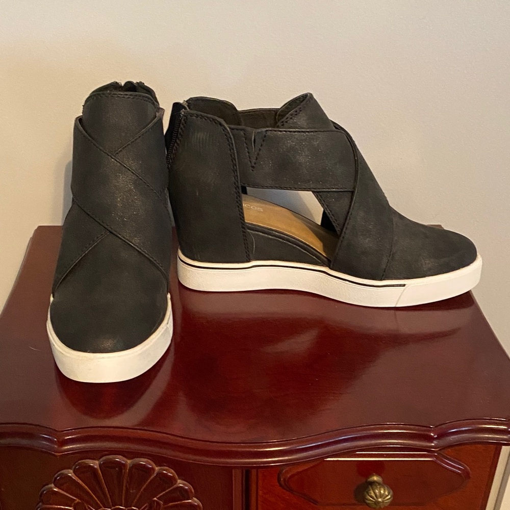 Maurices Black Wedge Sneaker Booties